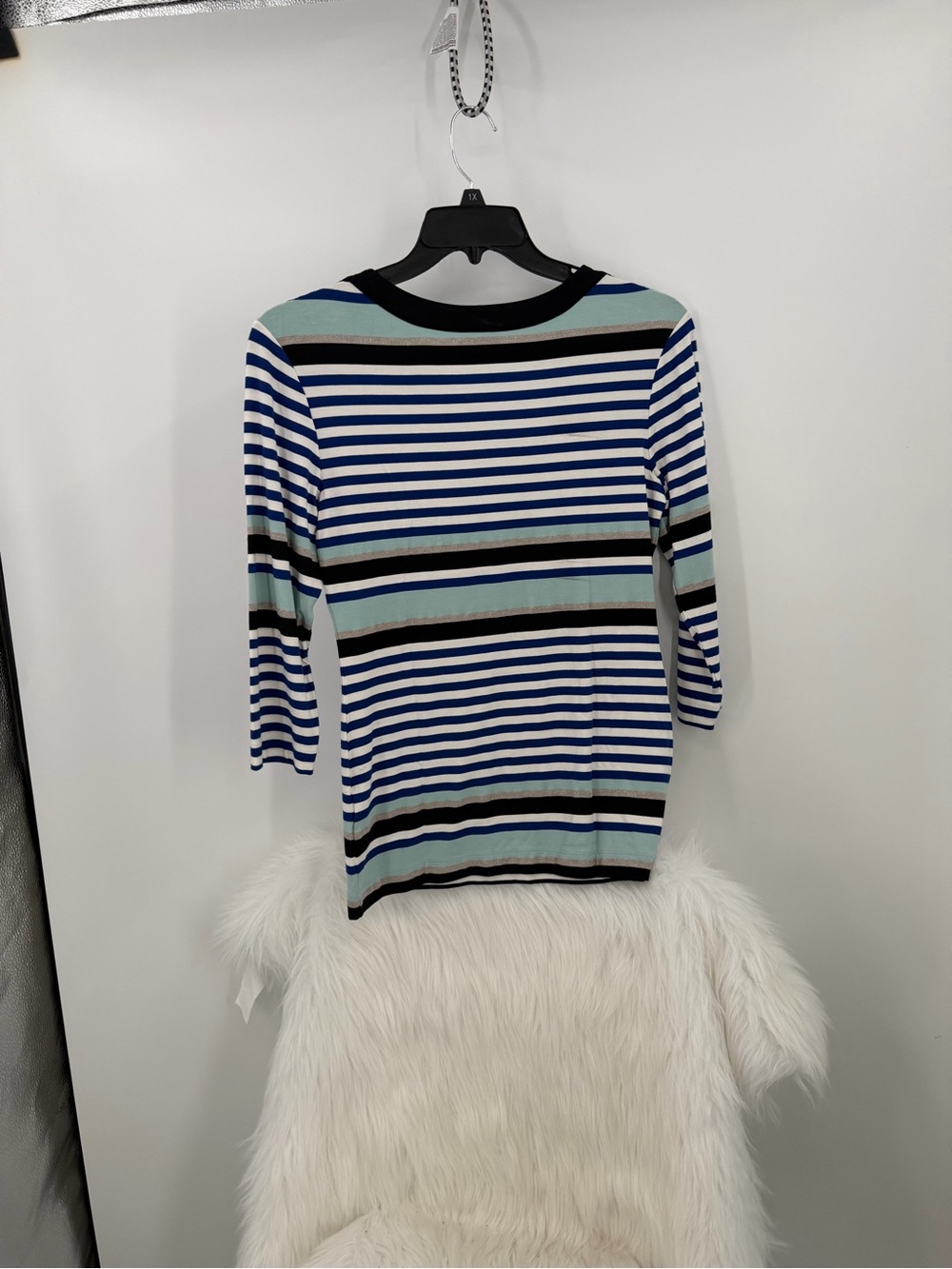Escada Blue & White Striped Boatneck Top, size Small, Like New!! - Picture 4 of 9